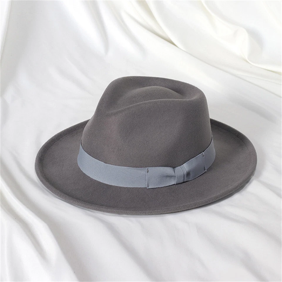 Men Cowboy Classic Wide Brim Wool Panama Jazz Hats Adult Top Hat Gentlemen Cap - Imagem 3 de 4