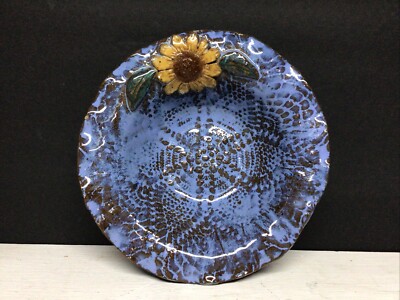 Sunflower Blessed Pottery Trinket Bowl 6.75 Inches