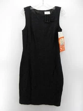 David Meister Dress Women 8 Black Wool Blend Sheath Paisley Formal Party NEW