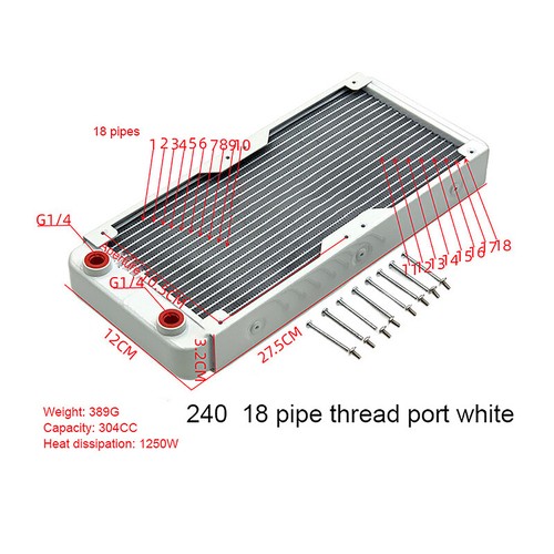 PC Water Cooling Radiator Aluminum For CPU GPU RAM Heatsink Exchanger Fan Cooler - Afbeelding 20 van 36