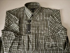 VAN HEUSEN  NWT Olive Deep Lichen Cotton Poly Long Sleeve  XL 17-17½