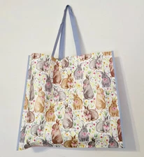Easter Spring Bunny Rabbits Floral Flowers Gift Reusable Tote Homegoods Bag New