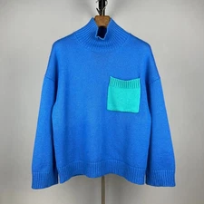 JW Anderson Womens Blue Knit Mock Neck Sweater – Size S