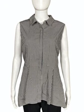 Saks Fifth Avenue Womens Large Gingham Sleeveless Button Front Tunic