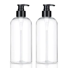 Empty Plastic Pump Bottles Dispenser 2 Pack Clear Refillable Pump Bottle for ...