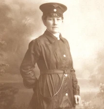 WWI German Female Railway Railroad Worker Real Photo Postcard RPPC