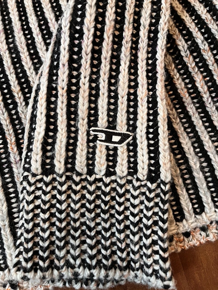 DIESEL K-Oakland Mens Jumper M Pullover Wool Blend Knitted Crew Neck Gray/Black - Image 3 of 4