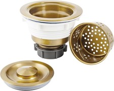 LQS Kitchen Sink Drain Strainer Assembly, 304 Stainless Golden