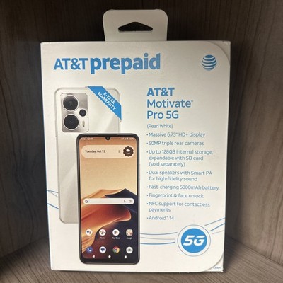 AT&T Motivate Pro 5G 6.75HD+/NFC/128Gb/50MP/5000mAh Pearl White Prepaid Phone