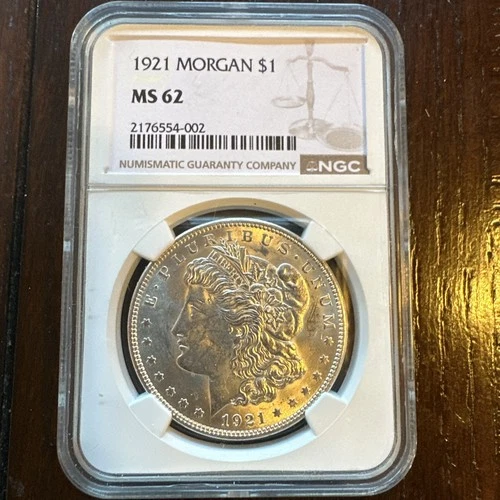 1921 Morgan Silver Dollar MS62 NGC 2176554-002