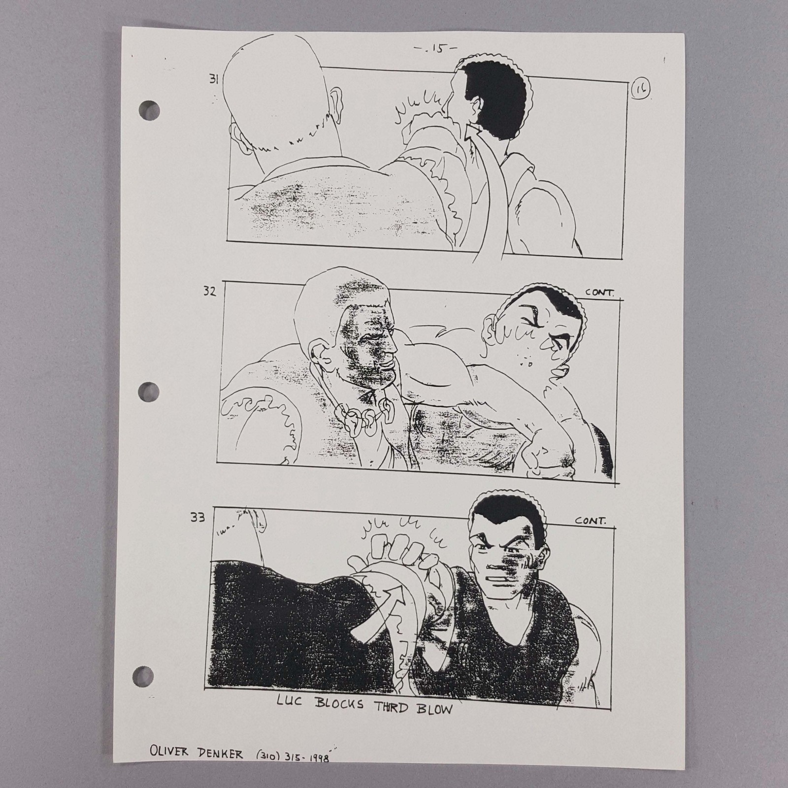 Universal Soldier Luc Deveraux Fight Scene Storyboard Shots 31-33 Movie Prop