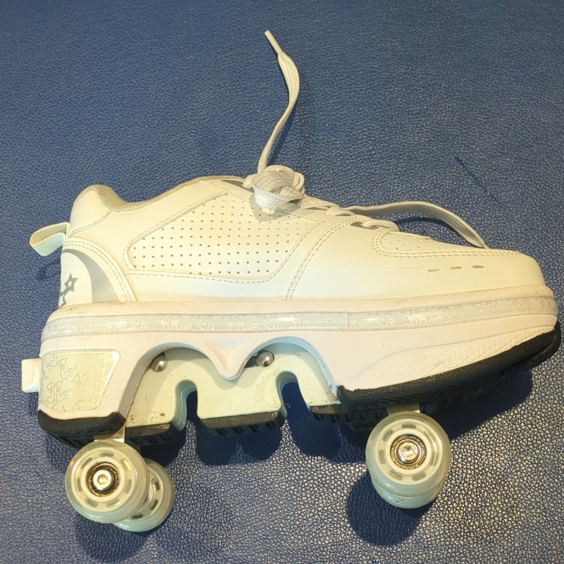 Kick Speed WKKSS5508 Unisex Roller Skate Shoes White/Silver, EUR 34 (22.7 cm)