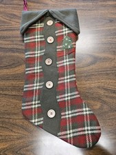 Plaid Christmas Stocking Hobby Lobby Embellished Patchwork Tree W/ Buttons 