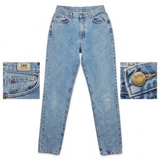Lee 14L Riveted High Waisted Mom Jeans Blue Vintage USA Made Tapered Y2K