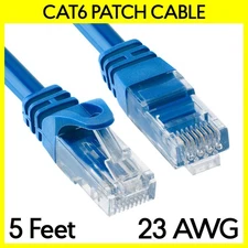 5 Feet Cat6 Cable Blue LAN Cat 6 Ethernet Patch Cord RJ45 Internet Modem Cable