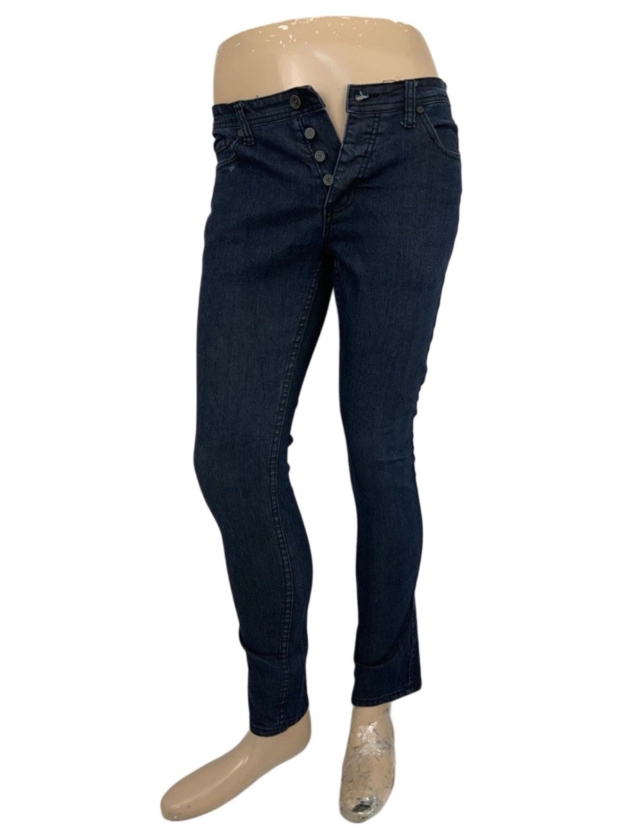 ZAK Slim Straight Jeans Men 32x29 Dark Cotton Poly Stretch Button