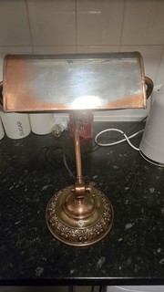 early 20th century solid brass bankers lamp cira 1905
