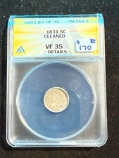 1831 CAPPED BUST HALF DIME ANACS VF 35 DETAILS CLEANED