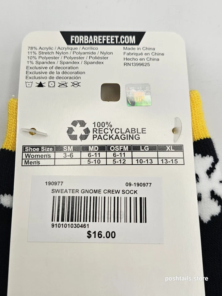 Праздничные тематические зимние носки Pittsburgh Steelers размер M командные цвета с гномами - Изображение 4 из 4