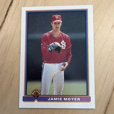 1991 Bowman Jamie Moyer St. Louis Cardinals #391 Rookie MLB Baseball Card. rookie card picture