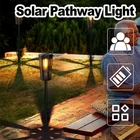 Solar Walkway LED Filament Warm Lamp Yard Lights For Driveway Stake Powered Lawn