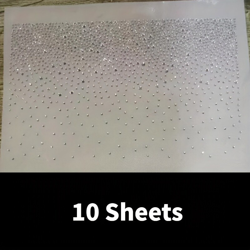 10 Sheets Iron On Rhinestone Transfers Applique Hot Melt Crystal Decals ...