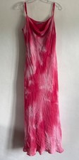 WALLIS PINK TIE TYE SPAGHETTI STRAP LONG MAXI SLIP DRESS SIZE:14