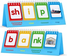 CVCC & CCVC Flip Charts, 40 Words Builder Phonic Games Freestanding Flip Char...