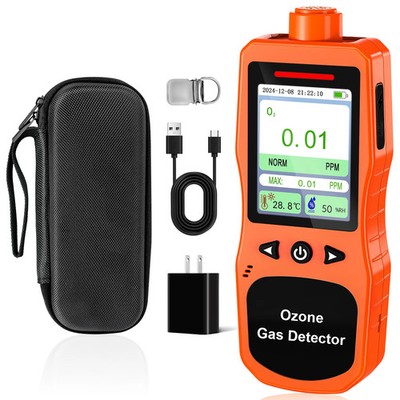 Ozone Detector,Long Battery Life, Ozone Meter with Alarm,Temp & Humidity Tester