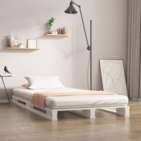 Palettenbett Weiß 75X190 Cm Massivholz Kiefer
