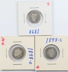 1898 POS Barber Dimes Silver 10c Lot of 3