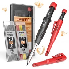 Nicpro Carpenter Pencil with Sharpener, CP3000 Black Red