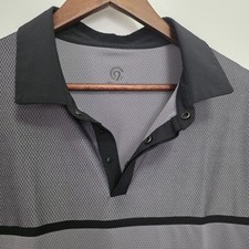 Champion Mens XL Polo Shirt Gray Black Lightweigt Polyester Dri-Fit