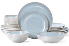 Plates and Bowls Sets for 4 - 16-Piece Stoneware Dinnerware Sets, Ceramic Dis...