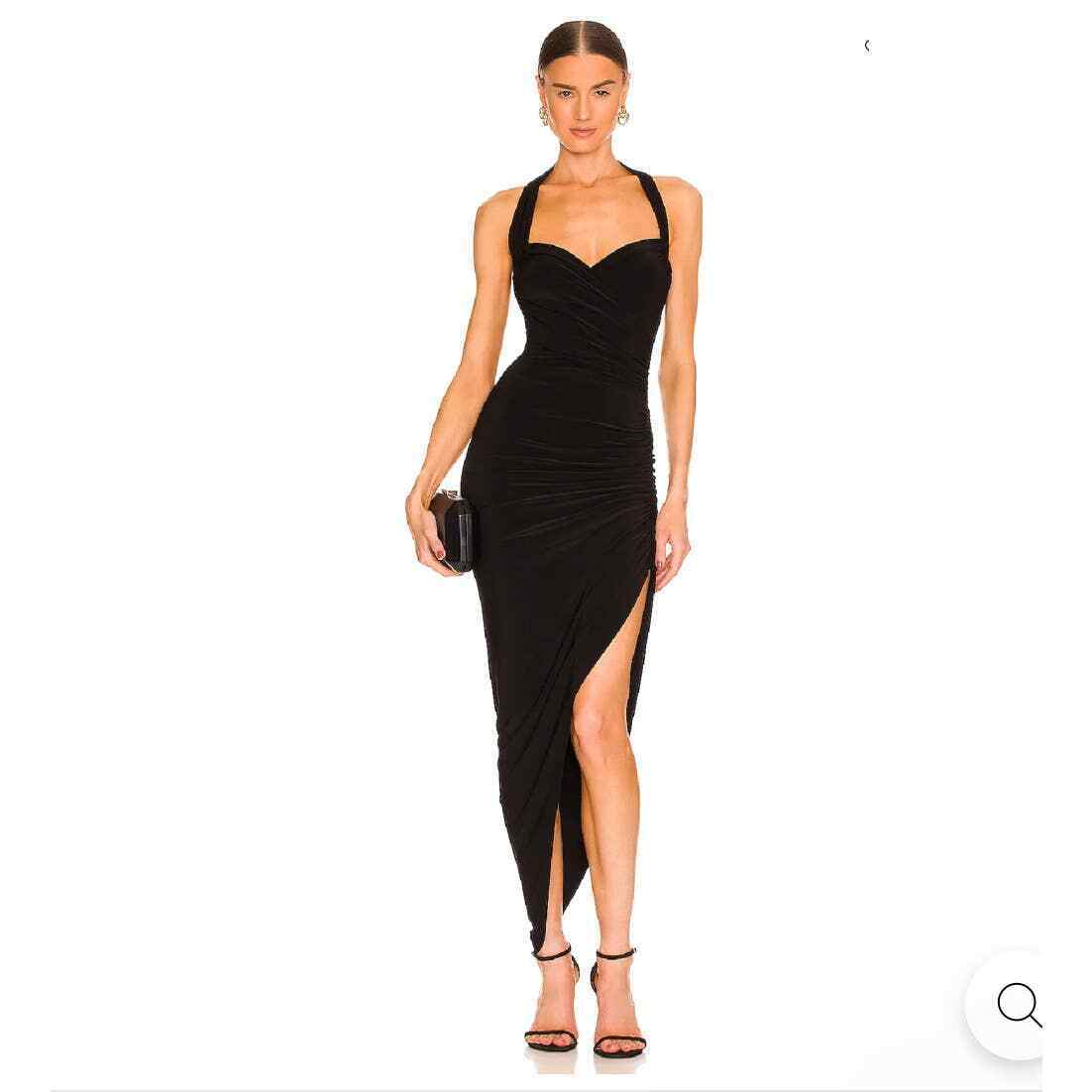 NORMA KAMALI KK4257PL111001 関税送料込 Norma Kamali Open Slit Cayla Side Drape Gown Black Size XL