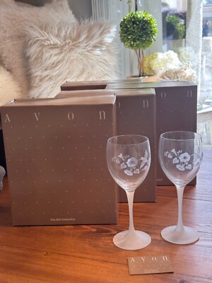 Set of 8 Vintage AVON Gift Collection Hummingbird Crystal Goblets ...