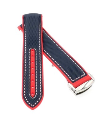 Premium Hybrid Uhrenarmband Modell Innsbruck-FSS blau-rot 20 mm, komp. Omega