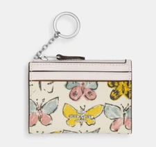 Coach Mini Skinny Id Case Key fob Card holder w/ Butterfly Print ~NWT~ CAR22