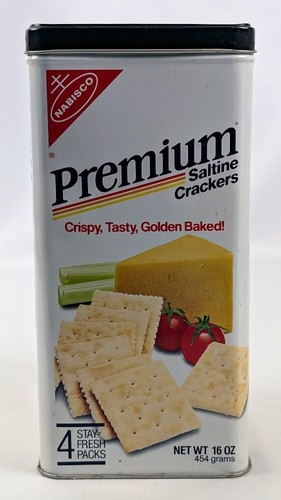 1985 Nabisco Premium Saltine Crackers Square Dose With Lid USA Made Vintage