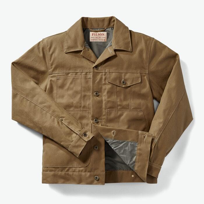 Filson Tin Cloth Short Lined Cruiser Jacket Dark Tan