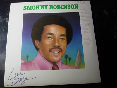 SIGNED SMOKEY ROBINSON LOVE BREEZE LP RECORD