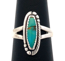 Native American 925 Sterling Silver Oval Bezel Turquoise Ring