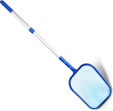Pool Skimmer Net w/Adjustable Alum. Telescopic Pole for Hot Tubs, Spas, Fountain