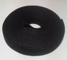 Cable Tie Roll Double Sided 3/4"  15ft (5 yards) Reusable Strap Black cable wrap
