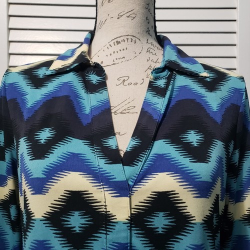 RACHEL Rachel Roy Collard Shirt Dress Women's Large Geometric Print Knee Length - 第 2/10 張圖片