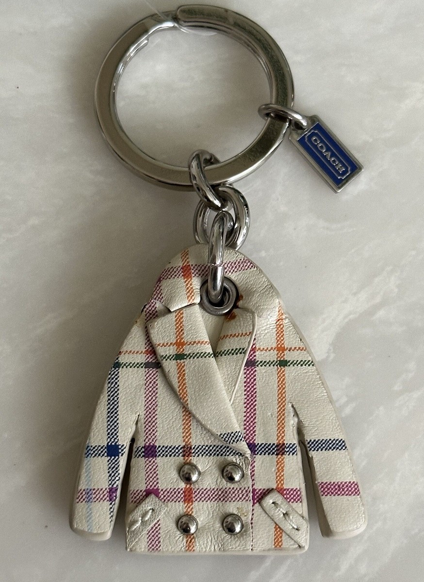 NWT COACH TATTERSALL PLAID PEACOAT BAG CHARM KEY RING FOB 66326 | eBay