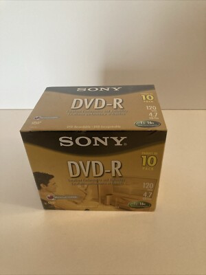 SONY DVD-R 10 Pack in Blank CD Cases, 4.7 GB, 16X Speed, 120 Min