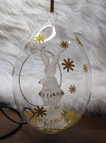 Sorelle Easter Egg Shaped Ornament "Glass Bunny" Large - Picture 2 of 3