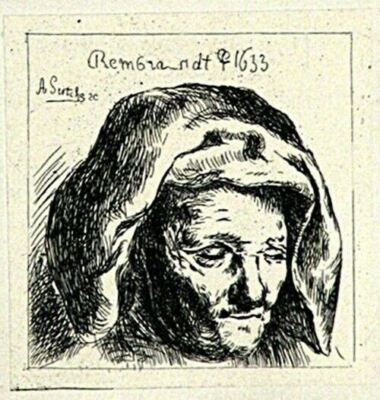 1874 A. PROTCHE French Impressionist Etchings ''Deux Tetes de Rembrandt'' RARE