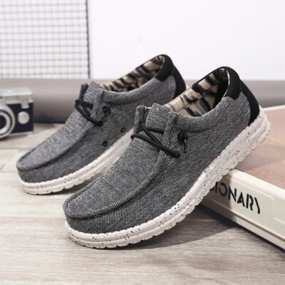 Lightweight Men's Casual Breathable Canvas Shoes Loafers Driving Shoes Plus Size